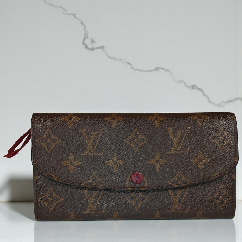 Authentic Louis Vuitton Emilie Logo Canvas Pink Leather Wallet & Gold Chain COA - Picture 14 of 14